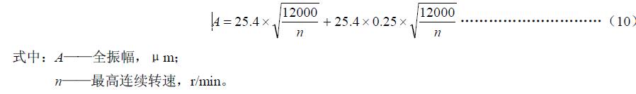 透平壓縮機(jī)的軸振動(dòng)值按式（10）計(jì)算